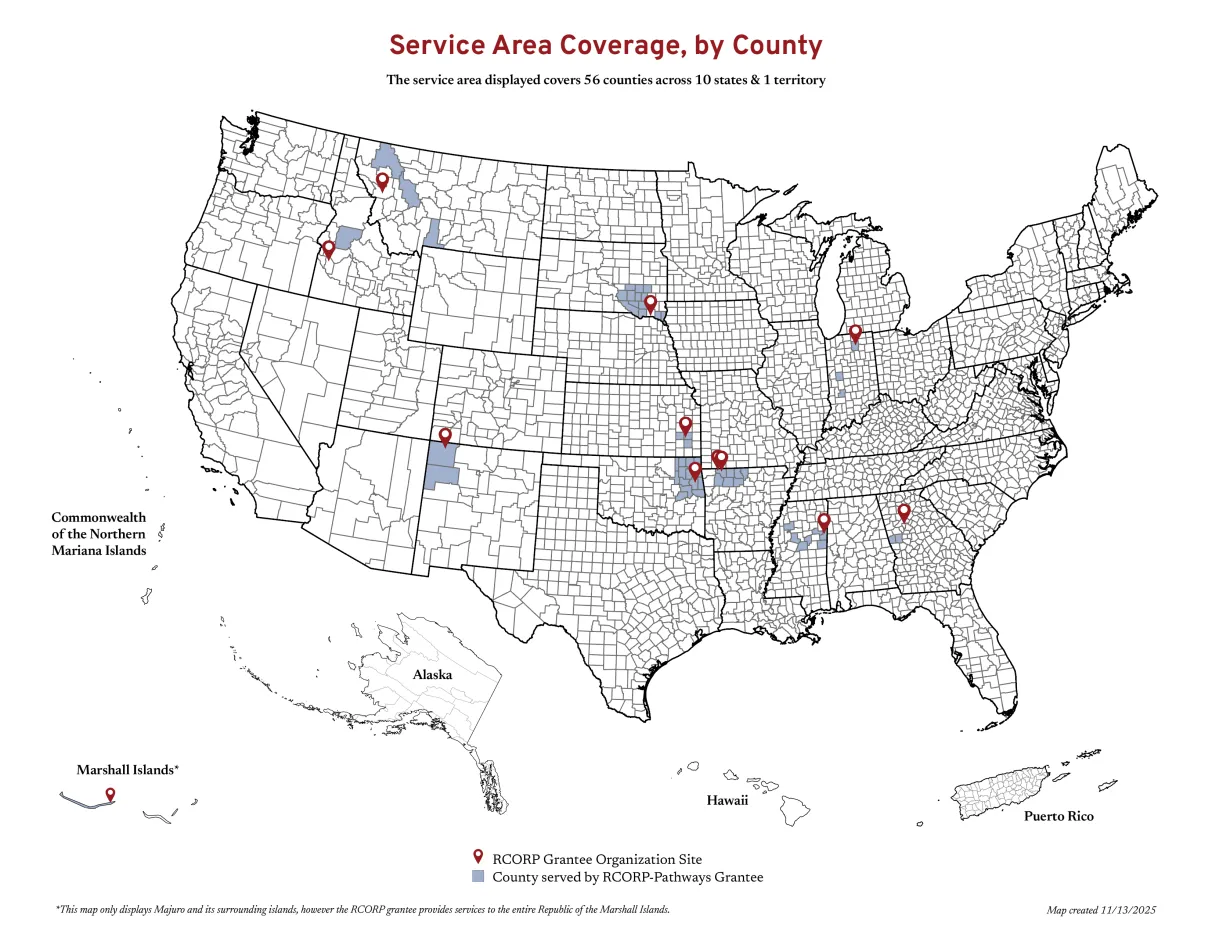 Map of FY25 Pathways Grantees