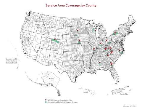 USA map showing location of Impact cohort grantees 